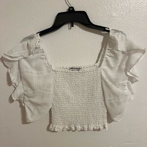 Ruffle Sleeve Cropped Top